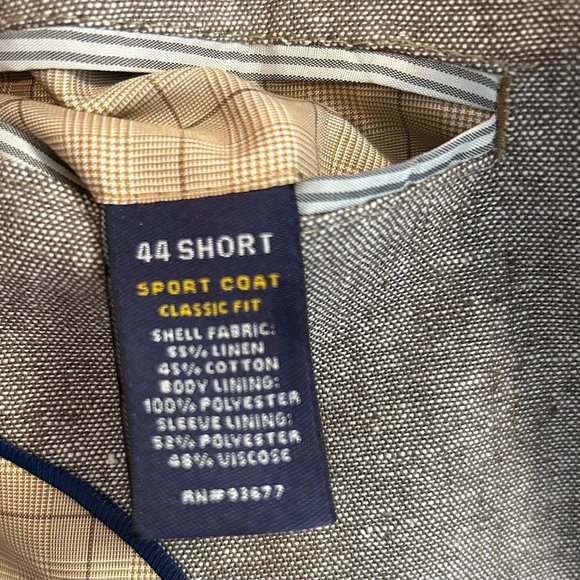 Stafford Tailored Culture Tan Sport Coat Two Button Linen/Cotton 44S Immaculate! - Picture 9 of 12